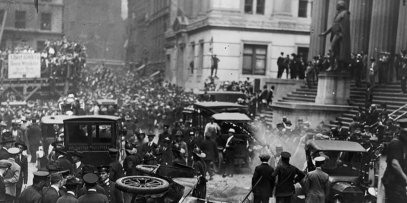 September 16 - Lunchtime Terror: The 1920 Explosion That Rocked Wall Street