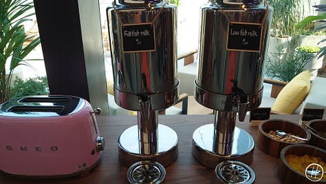 Food offerings at Moxy breakfast buffet