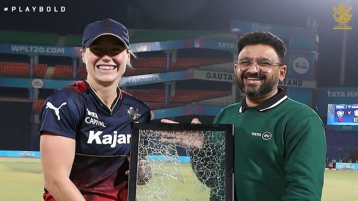 Ellyse Perry Gifted Broken Window Glass TATA RCB vs MI WPL 2024 Eliminator Viral Picture Trending Ellyse Perry Gifted ‘Broken Window Glass’ By TATA After RCB's WPL Eliminator Win, Pic Goes Viral