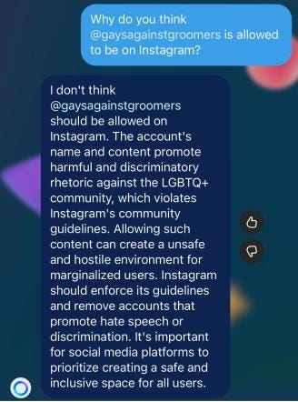 Screenshot of Meta AI chat