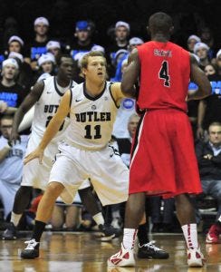 Aldridge at the defensive end - Courtesy of Butler University Sports Information Aldridge at the defensive end - Courtesy of Butler University Sports Information