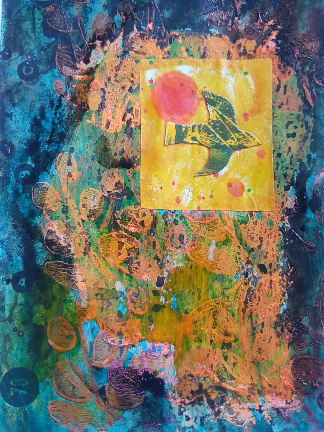mixed media head study using ink over oil pastels by Julia Laing