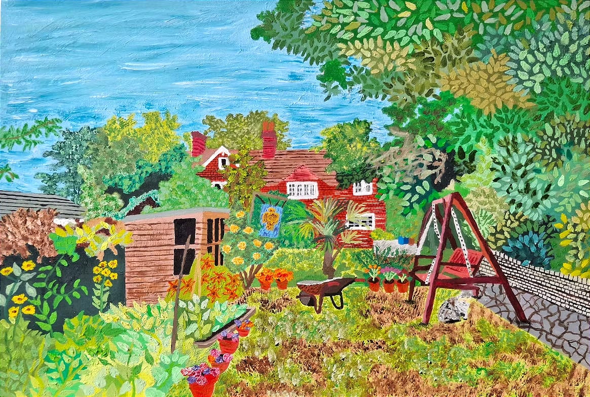 Oil painting: Urban Garden in Sidcup (Amabel Barlow, oil on canvas) Oil painting: Urban Garden in Sidcup (Amabel Barlow, oil on canvas)