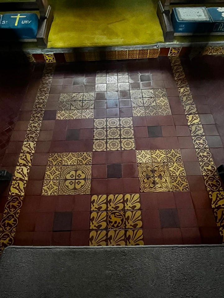 Two pictures of the inside of St Uny church where the fairy queen is buried