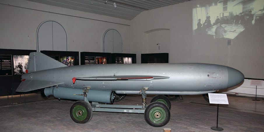 A liquid-fuelled rocket-powered P-15 anti-ship cruise missile with a solid-fuelled rocket booster under the fuselage A liquid-fuelled rocket-powered P-15 anti-ship cruise missile with a solid-fuelled rocket booster under the fuselage
