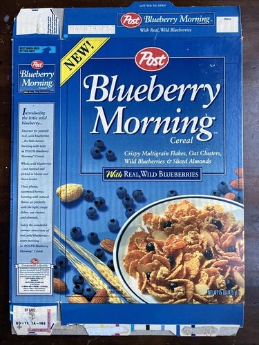 *NEW* 1994 Post Blueberry Morning cereal box - vintage - Picture 1 of 3