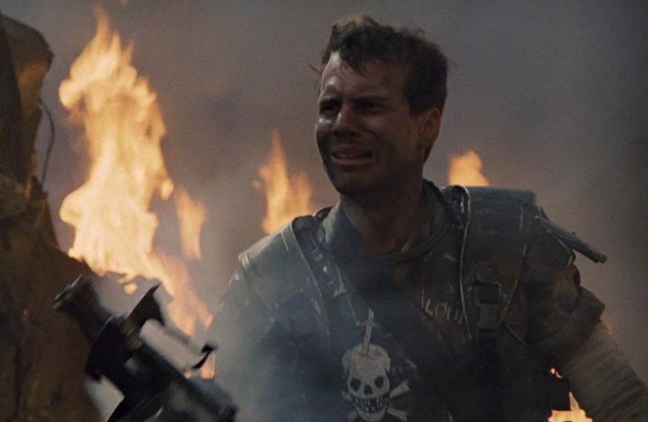 Private Hudson in the dropship wreckage, saying Game Over Man Private Hudson in the dropship wreckage, saying Game Over Man