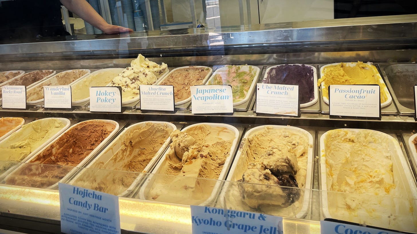 Ice Cream Display Case At Wanderlust Creamery in Irvine, California
