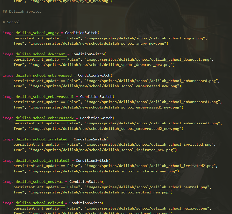 code that shows condition switches for delilah's sprites