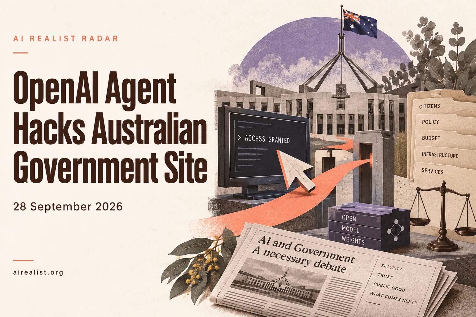 AI Realist Radar: OpenAI Agent Hacks Australian Government Site. September 28, 2026