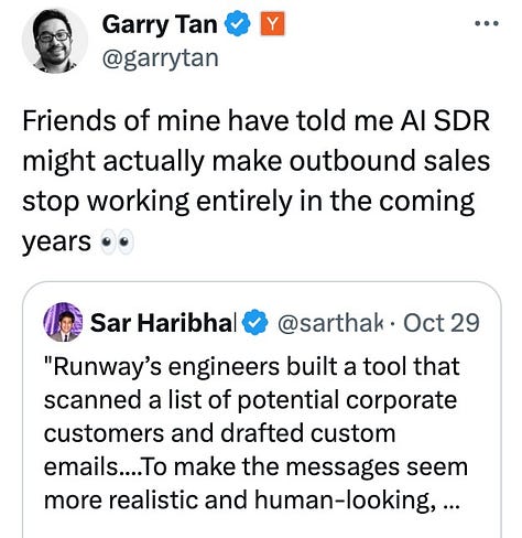 Screenshots of tweets from silicon valley leaders about how they're impacted by AI slop
