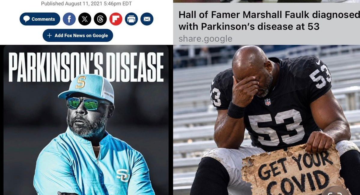 BREAKING DEATHVAX™: NFL Hall of Famer Legend Marshall Faulk Led Large-Scale PSYOP-19 “Vaccine” Campaigns, Received Multiple Boosters & Now Announces Devastating Parkinson’s Disease Diagnosis