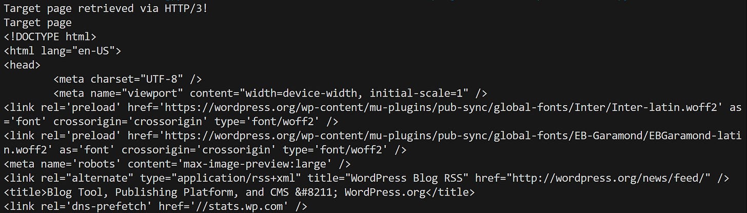 The output produced by the script