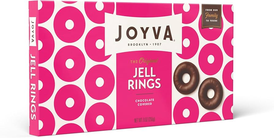 Amazon.com : Joyva Jell Rings - The Original Gourmet Chocolate Confection  with a Sweet Jelly Filling - Kosher Parve, Vegan, Non-Dairy, No Gluten  Treats - Made in Brooklyn - 5-lb. Bulk Box,