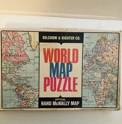 Vintage Rand McNally World Map Puzzle 1970's Selchow & Righter 83 piece  Complete | eBay
