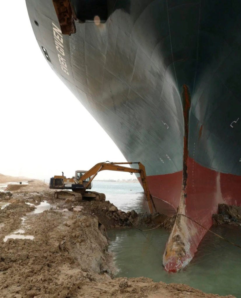 Ever Given et la pelleteuse