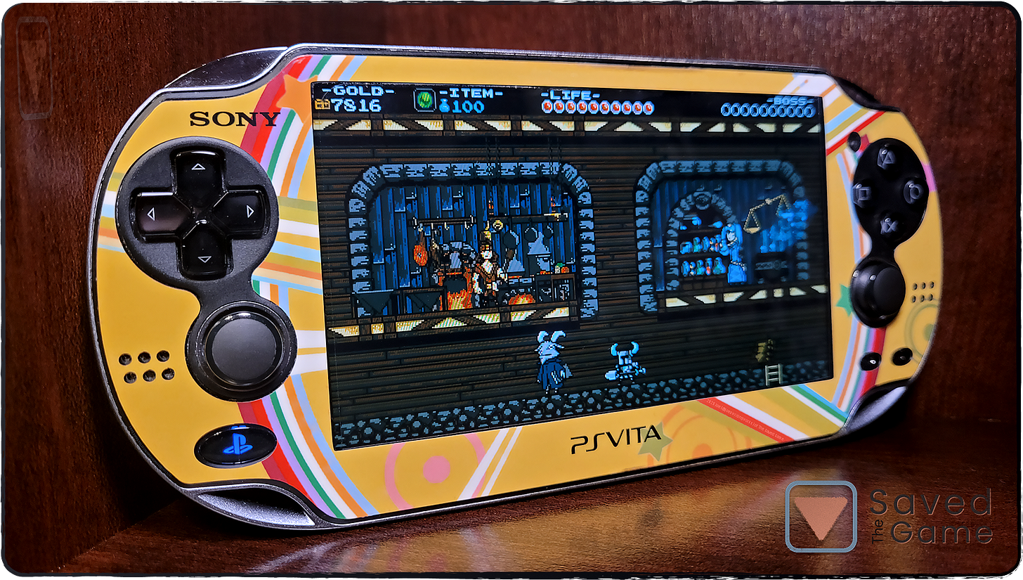 An image showing Shovel Knight running on a PlayStation Vita — By @JoesWritingWorks of The Saved Game!