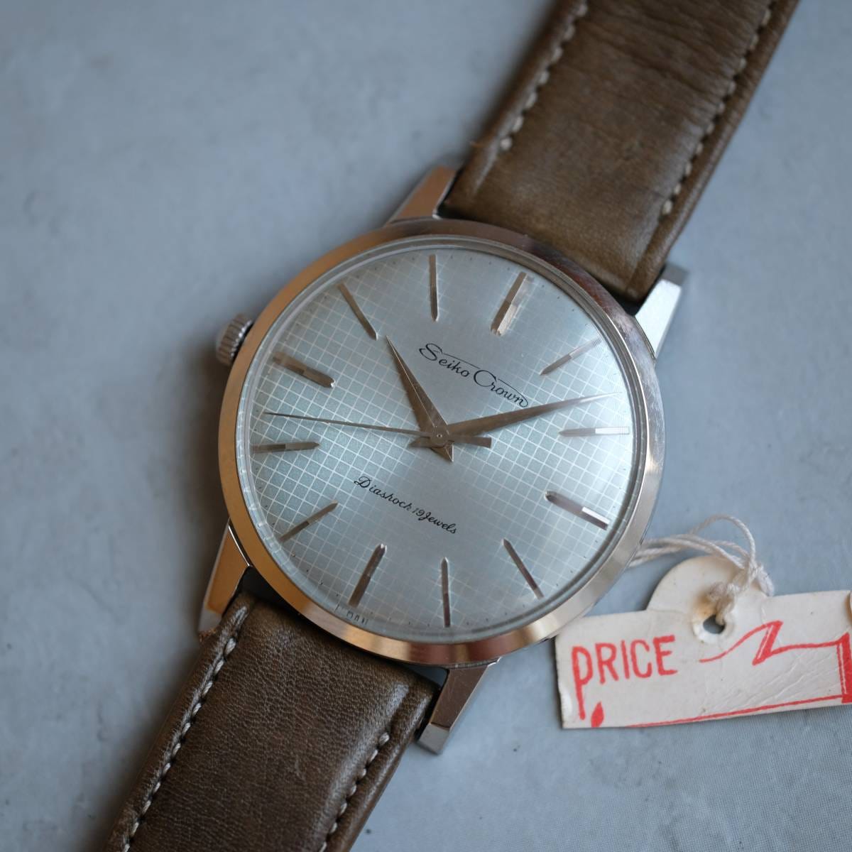  希少 デッドストック セイコー クラウン SEIKO Crown サウスポー タグ付き J14066 純正 ベルト 尾錠 稼働品 手巻き アンティーク