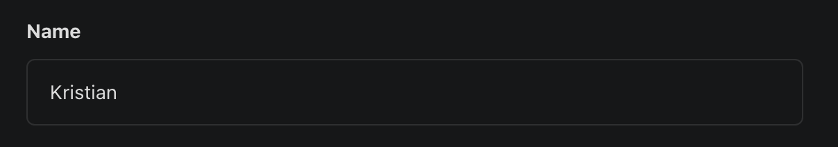 Name input field, filled, Kristian Name input field, filled, Kristian