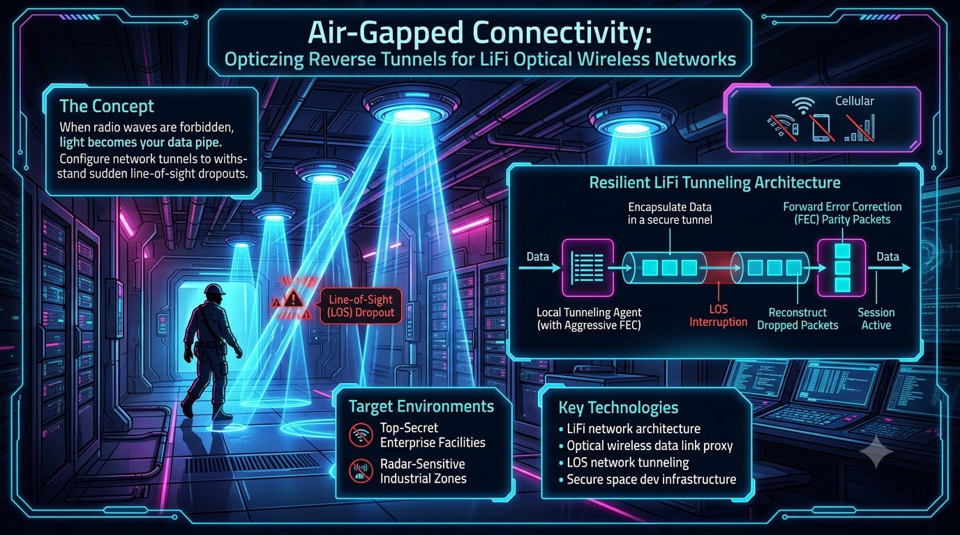 Air-Gapped Connectivity: Optimizing Reverse Tunnels for LiFi Optical Wireless Networks