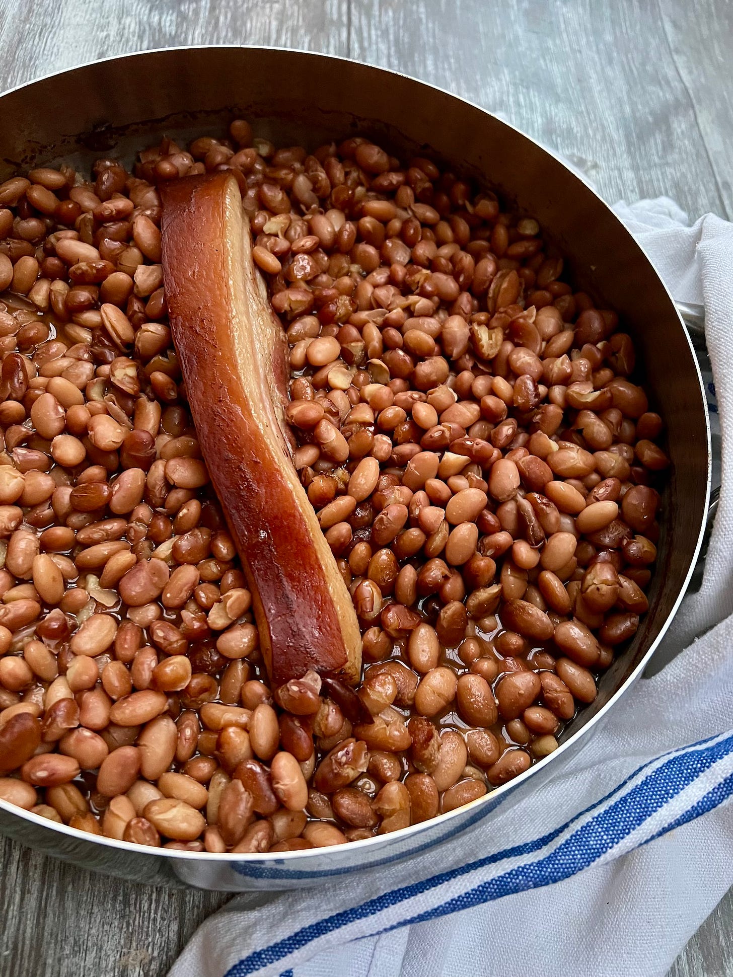 Homemade baked beans with bacon