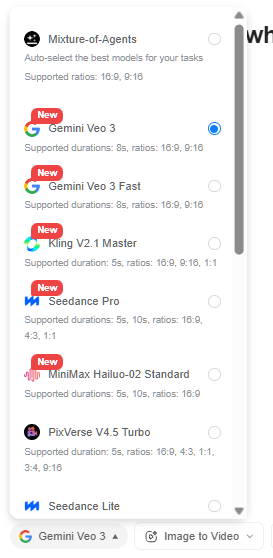 Video generation models in Genspark: HunyuanVideo  King V1.6 Pro  King V2.0 Master  King V2.1 Master  MiniMax Hailuo‑02 Standard  MiniMax Subject Reference  PixVerse V4.5 Turbo  Runway  Seedance Lite  Seedance Pro  Veo 2  Veo 3  Veo 3 Fast  Vidu  Wan V2.1 Video generation models in Genspark: HunyuanVideo  King V1.6 Pro  King V2.0 Master  King V2.1 Master  MiniMax Hailuo‑02 Standard  MiniMax Subject Reference  PixVerse V4.5 Turbo  Runway  Seedance Lite  Seedance Pro  Veo 2  Veo 3  Veo 3 Fast  Vidu  Wan V2.1