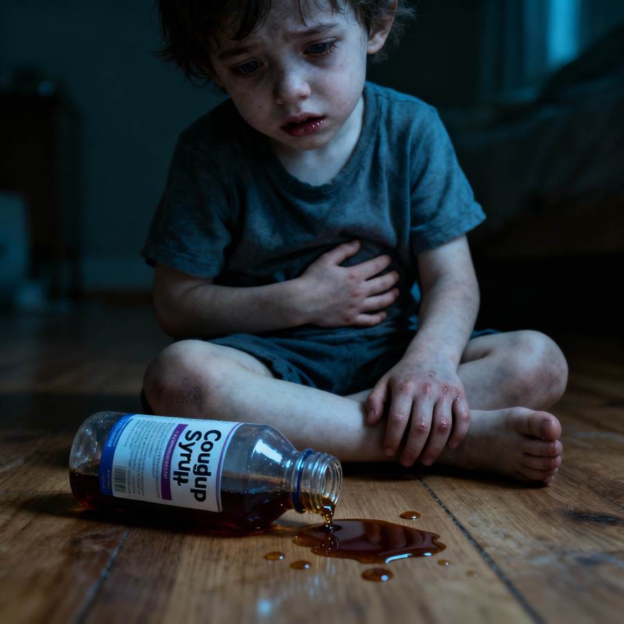 A child sitting on the floor pouring syrup

AI-generated content may be incorrect.