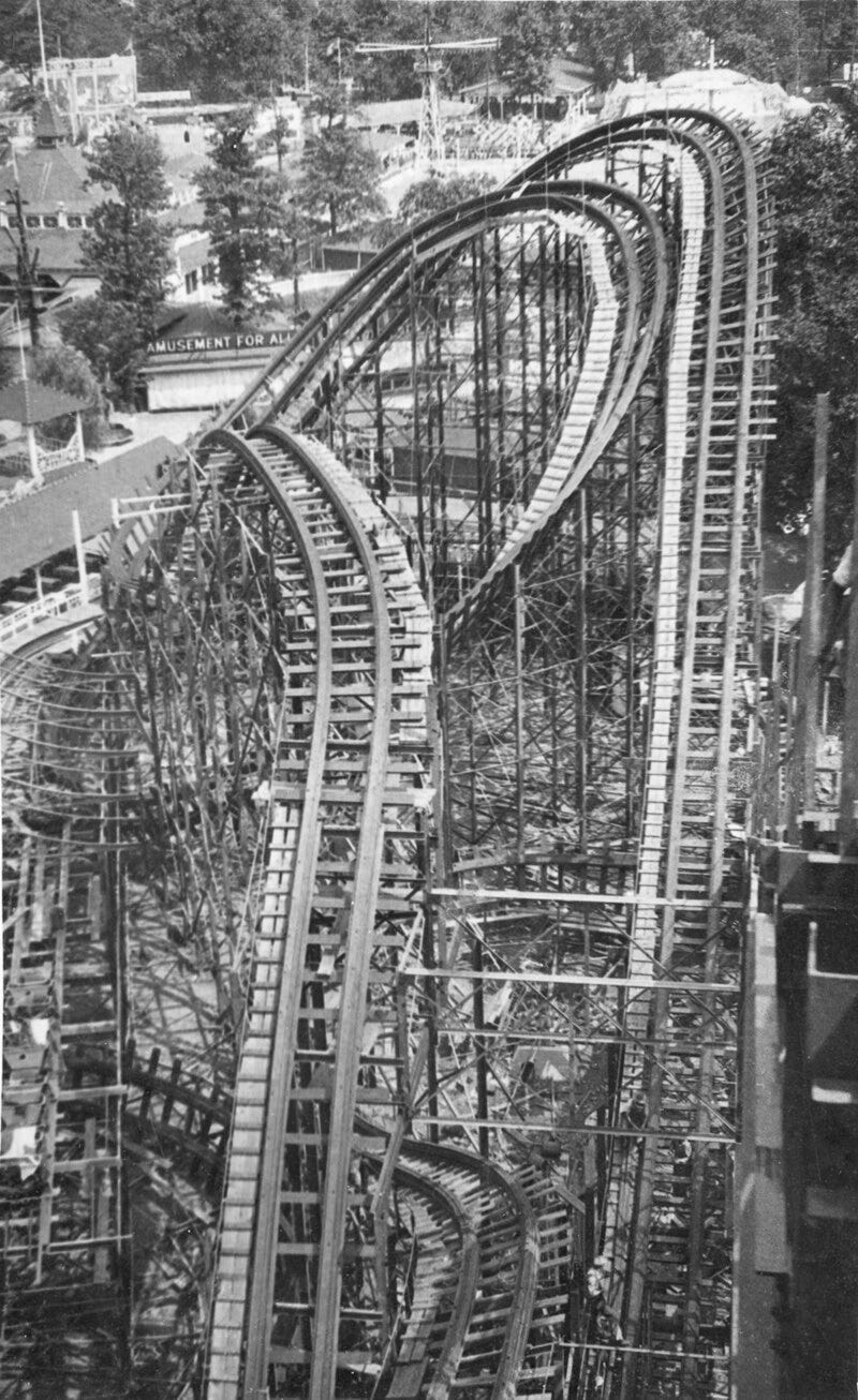 palisades amusement park cyclone roller coaster