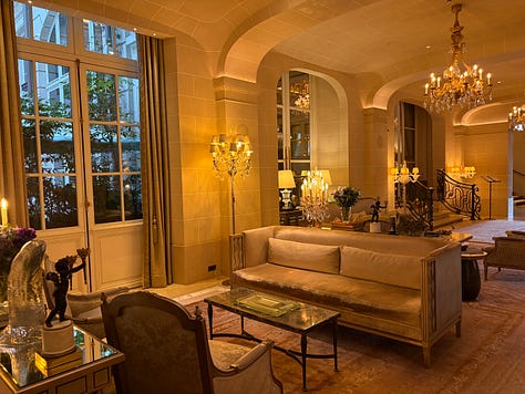 The grand interiors of the Hôtel de Crillon today.