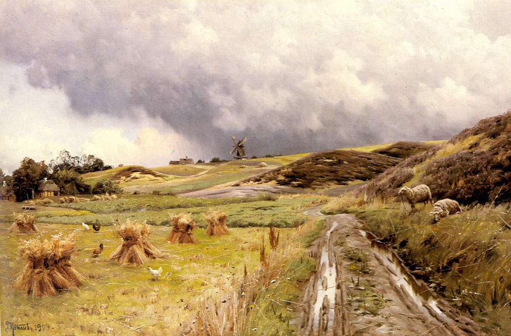 Artwork Replica A Pastoral Landscape after a Storm by Peder Mork Monsted  (1859-1941, Denmark) | ArtsDot.com