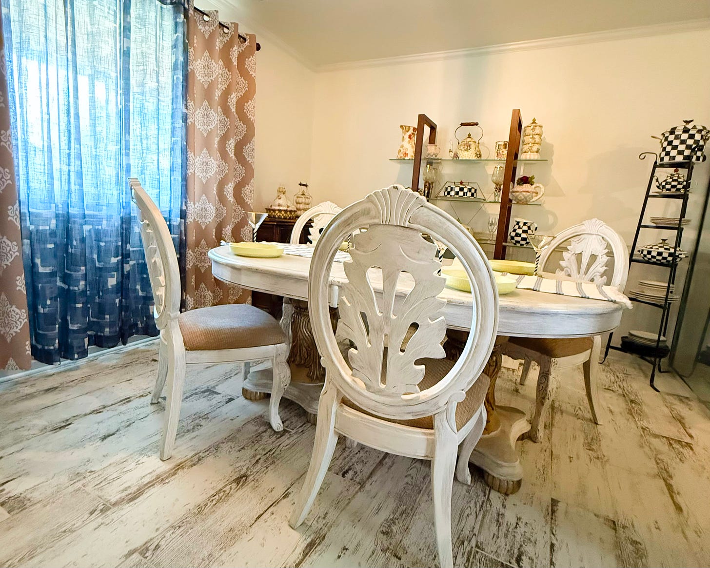 Elegant Easter dining table setup in a Virginia Beach home during The Soul Food Pot® cookbook photoshoot, featuring a warm, inviting space where soul food traditions and family gatherings come to life