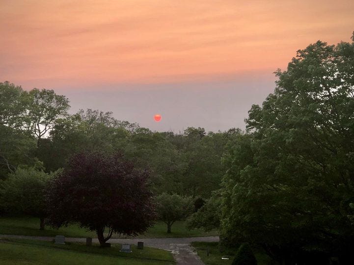I Saw a Tangerine Sun Suspended in Haze Over the Cemetery Tonight