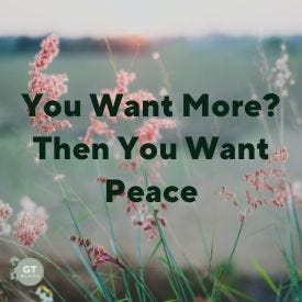 You Want More? Then You Want Peace