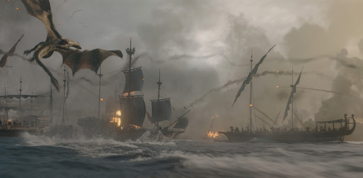 The Battle of the Gullet in House of the Dragon season 3 on HBO.