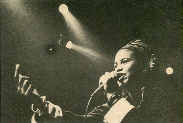 Photo of Neneh Cherry on stage.