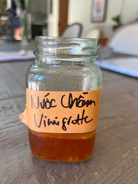 nuoc cham vinaigrette and 4 salads