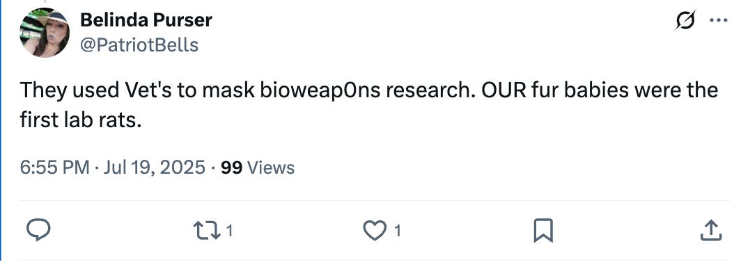 They used Vet's to mask bioweap0ns research. OUR fur babies were the first lab rats.