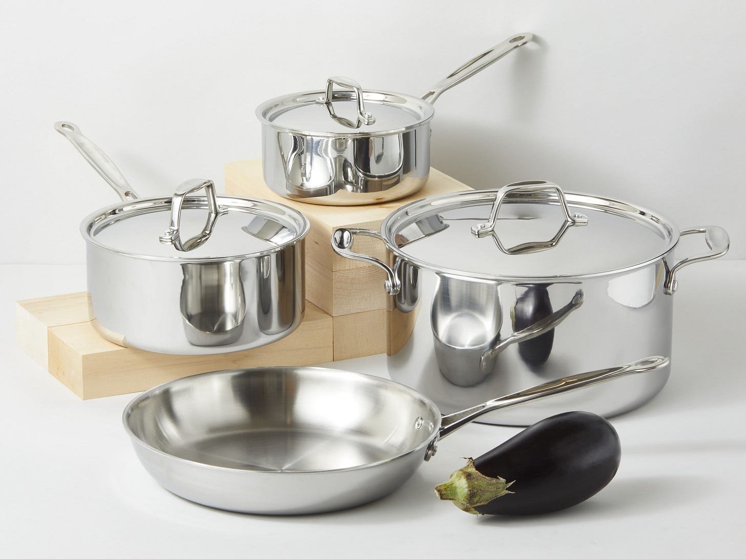 7 piece stainless cookware set.