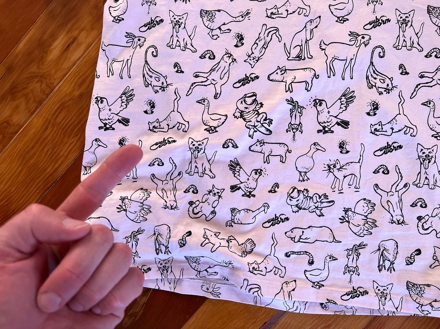 A variety of animals on the tee