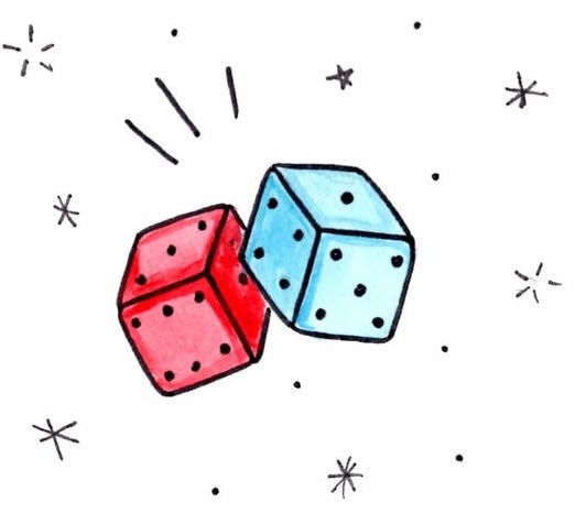 This may contain: two dices are on the ground with snow flakes in the air behind them This may contain: two dices are on the ground with snow flakes in the air behind them