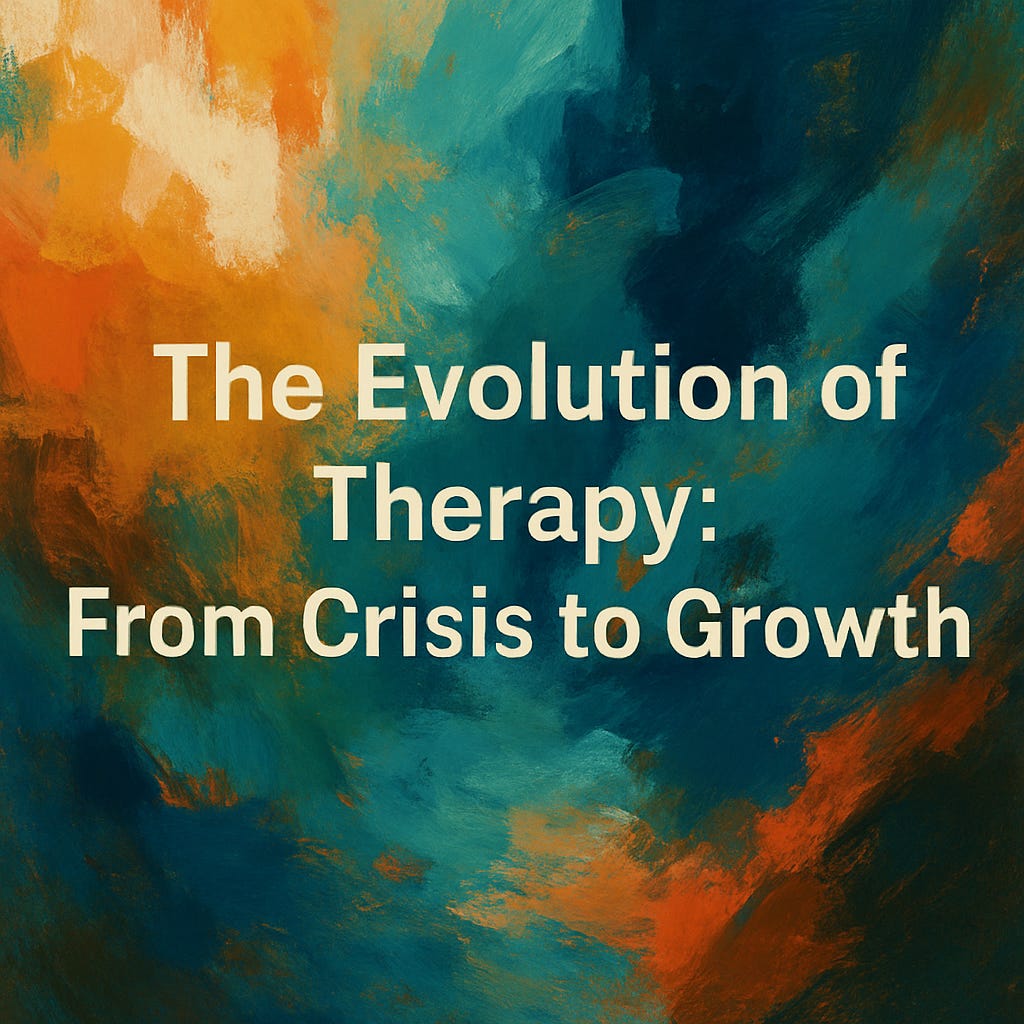 Abstract artwork symbolizing the shift in therapy from crisis management to personal growth and identity alignment.