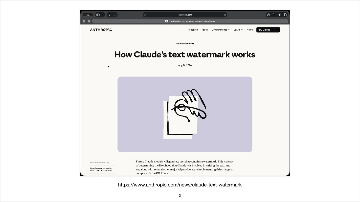 Anthropic announcement about Claude text watermarking Anthropic announcement about Claude text watermarking