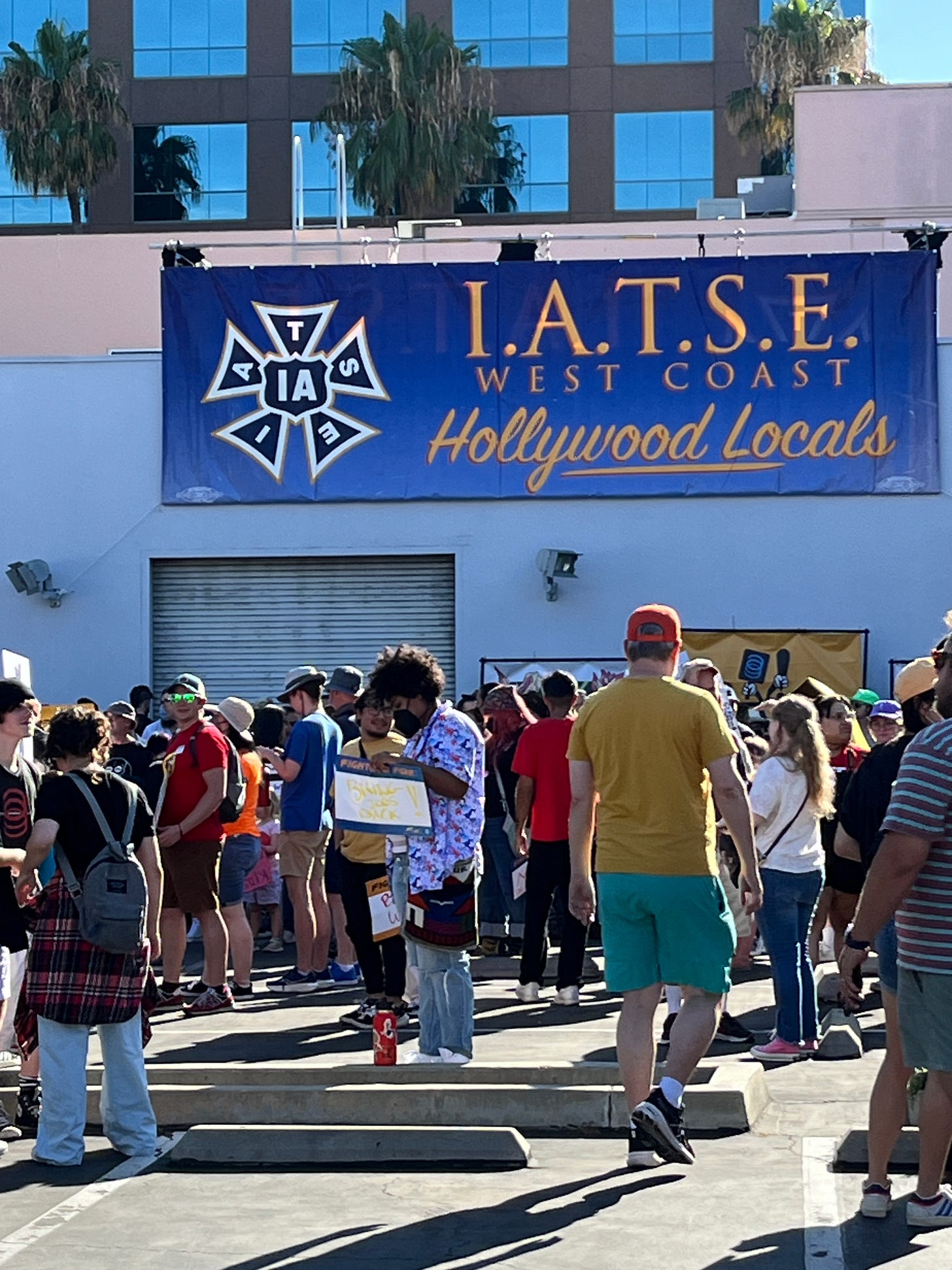 IATSE banner on the side of a building. IATSE banner on the side of a building.