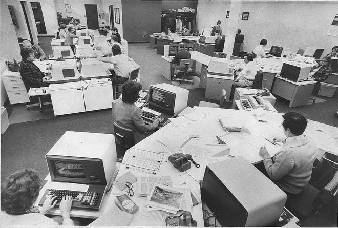 Observer-Dispatch archive: The Observer-Dispatch newsroom early 1980s.