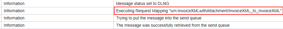 Message Mapping program of the main payload executed. Showing in the message log of the message monitor