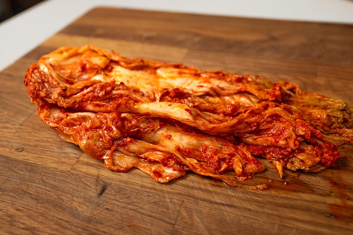 kimchi and chicken meat