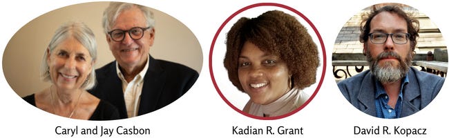 Author photos of Caryl and Jay Casbon, Kadian R. Grant, and David R. Kopacz