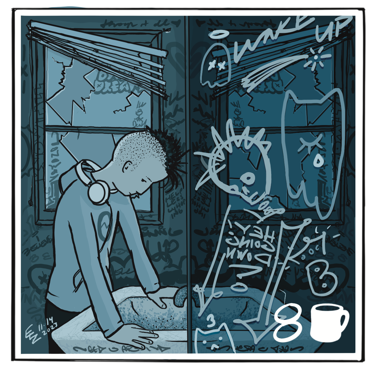 Inktober 34 – Eight of Cups