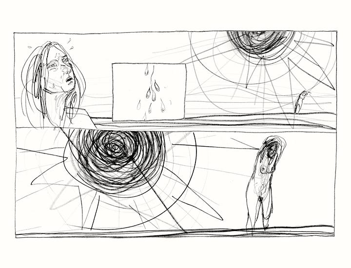 Illustration, transition, menopause, watercolor, graphic novel