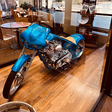 motorcycle, beer, lobby, displays